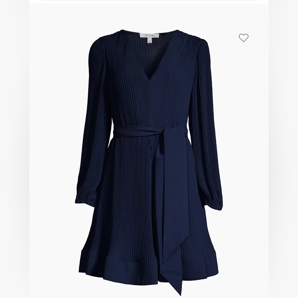 Milly Navy Blue Pleated Dress